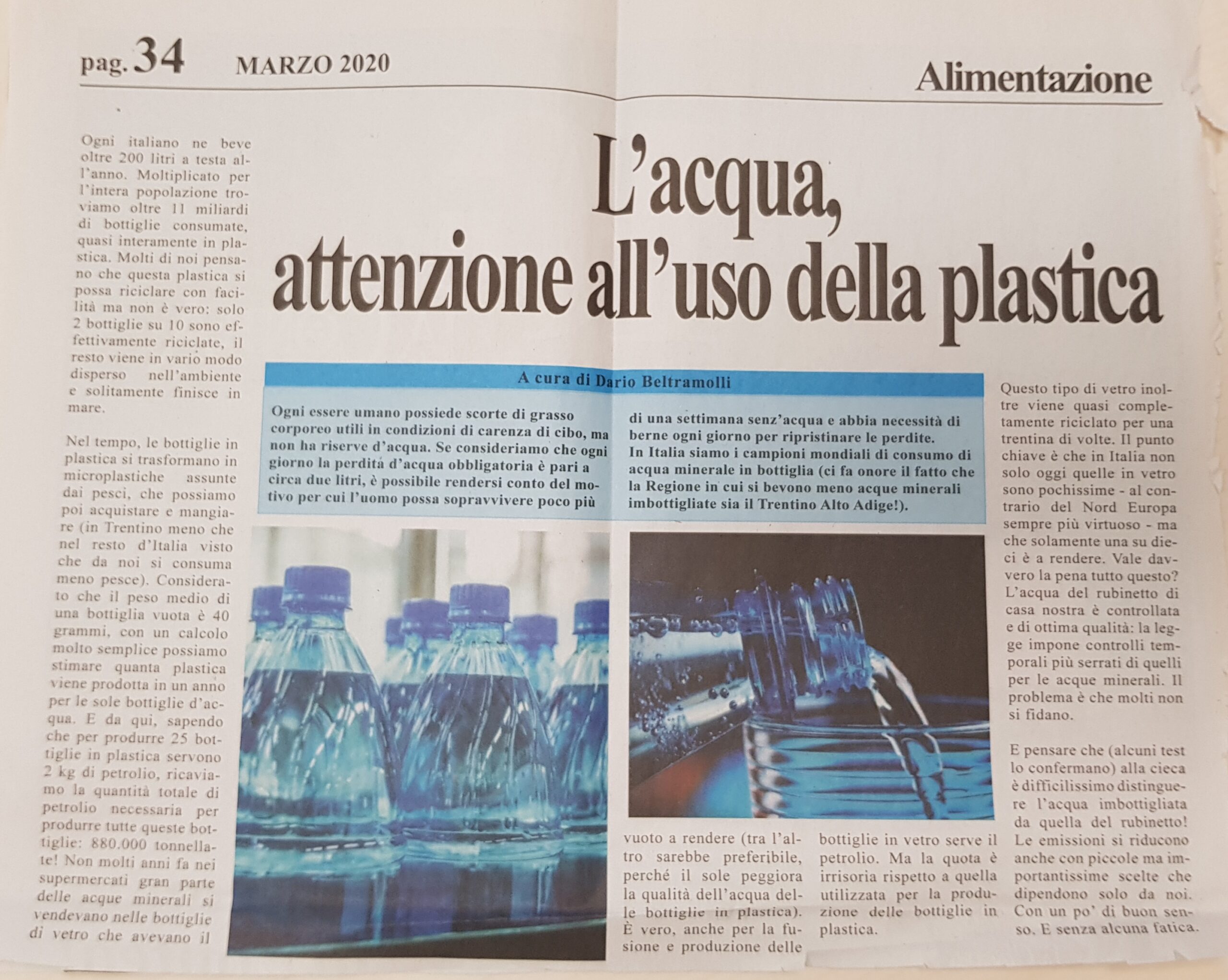 L'acqua, attenzione all'uso della plastica • Medico Dietologo ad Arco e Riva del Garda